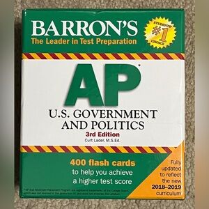 Barron's AP US Government and Politics Flash Cards 400 count 3rd Edition